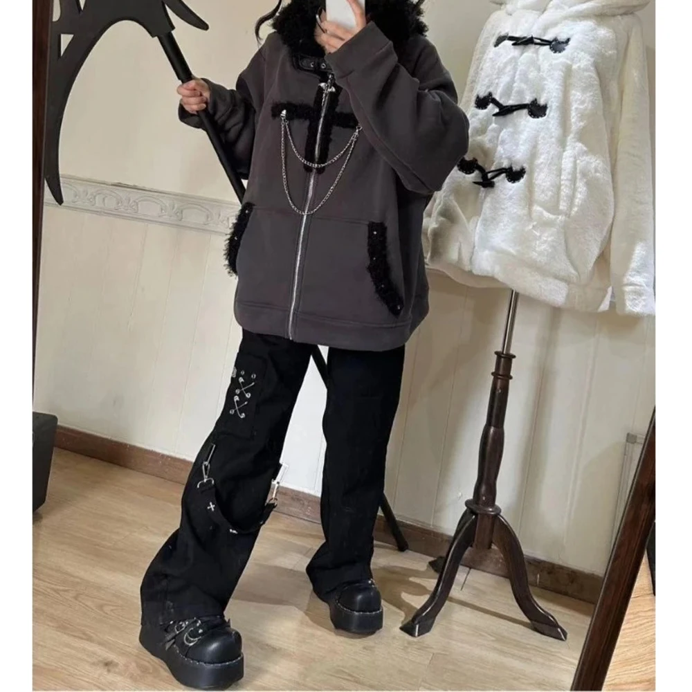 Japanese Women Chain Gothic Cat Ears Hoodies Y2k Aesthetic Kawaii Coat Patchwork Grunge Hoody Harajuku Vintage Zip Sweatshirts
Japanese Women Chain Gothic Cat Ears Hoodies Y2k Aesthetic Kawaii Coat Patchwork Grunge Hoody Harajuku Vintage Zip Sweatshirts