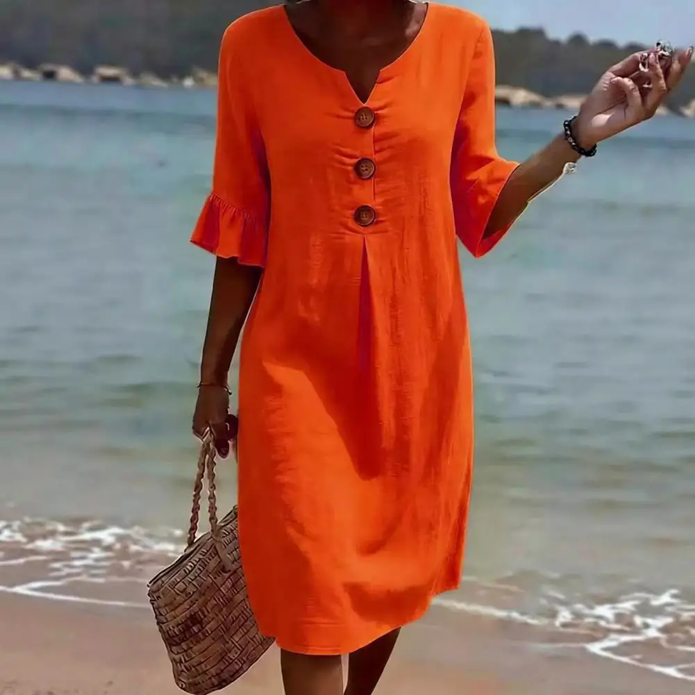Women Cotton Linen Dress Loose Fit Dress Summer Cotton Linen Dress for Women Ruffle Short Sleeve Midi Button Crew Neck Beach
Women Cotton Linen Dress Loose Fit Dress Summer Cotton Linen Dress for Women Ruffle Short Sleeve Midi Button Crew Neck Beach