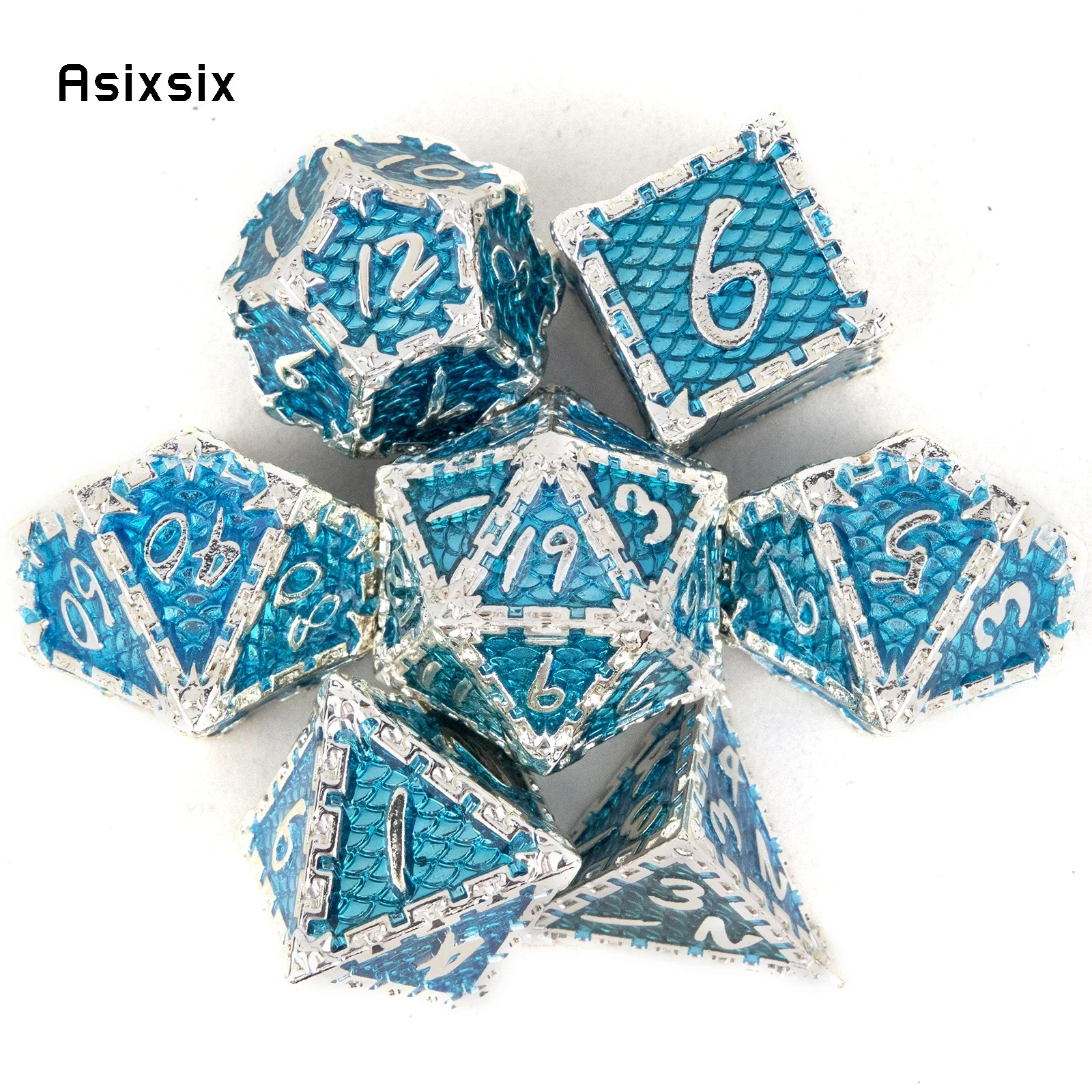 7 Pcs Silver Blue Fish Scale Metal DicePerfect For Rpgs, Board Games, And Card Games.Dice For Games, Dnd Dice Set
7 Pcs Silver Blue Fish Scale Metal DicePerfect For Rpgs, Board Games, And Card Games.Dice For Games, Dnd Dice Set