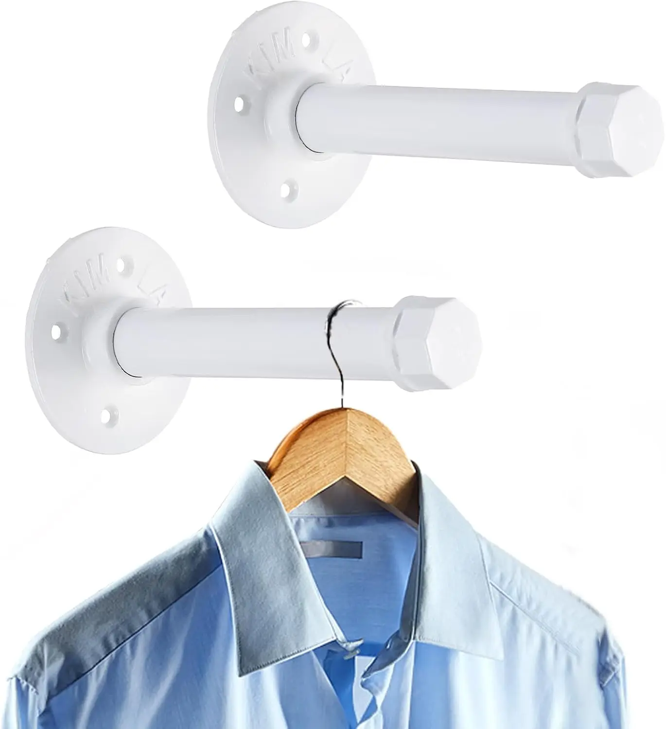 2 Pcs 5.9" Industrial Pipe Clothes Bar - Heavy Duty Rustic Wall-Mounted Coat Hanger with Screws, for Bedroom/Bathroom/Closet, White
2 Pcs 5.9" Industrial Pipe Clothes Bar - Heavy Duty Rustic Wall-Mounted Coat Hanger with Screws, for Bedroom/Bathroom/Closet, White