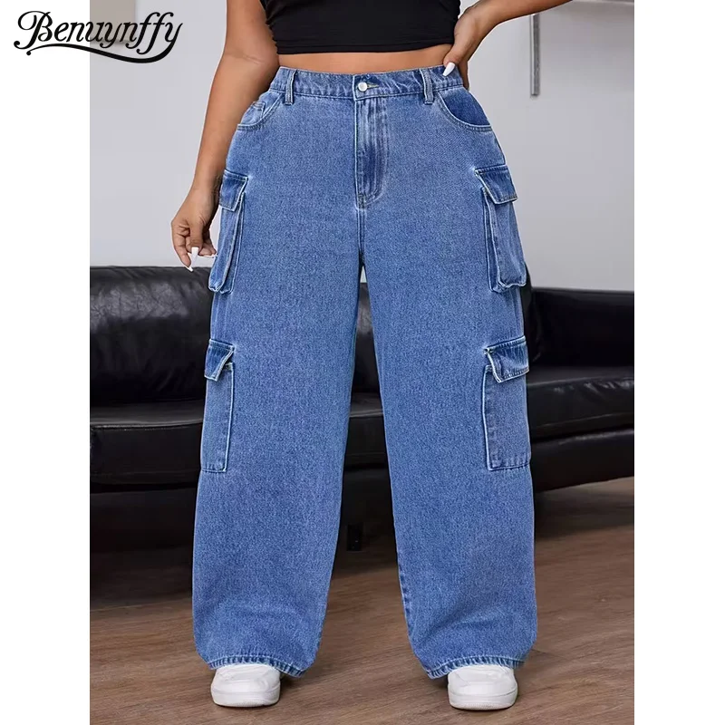 Benuynffy Plus Size Y2k Loose Jeans Women Streetwear Retro Washed High Waist Cargo Denim Wide Leg Pants with Multiple Pockets
Benuynffy Plus Size Y2k Loose Jeans Women Streetwear Retro Washed High Waist Cargo Denim Wide Leg Pants with Multiple Pockets