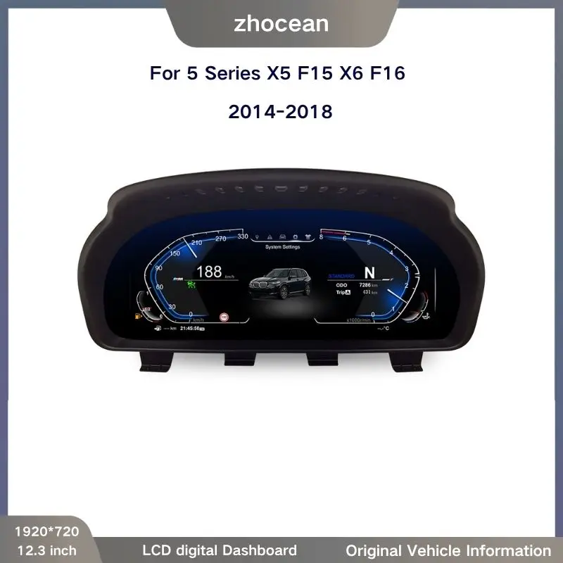 12,3-дюймовая ЖК-панель приборной панели спидометра для BMW X5 X6 2014-2017, цифровая приборная панель, виртуальная кабина, тахометр, одометр 
12,3-дюймовая ЖК-панель приборной панели спидометра для BMW X5 X6 2014-2017, цифровая приборная панель, виртуальная кабина, тахометр, одометр