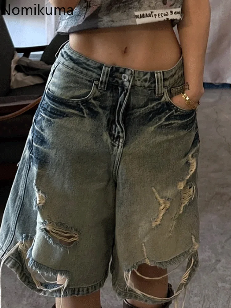 Harajuku Vintage Denim Shorts Y2k Wide Leg Pants Streetwear Hole Pantalon Femme Straight Fashion Casual Summer Jeans Trousers
Harajuku Vintage Denim Shorts Y2k Wide Leg Pants Streetwear Hole Pantalon Femme Straight Fashion Casual Summer Jeans Trousers