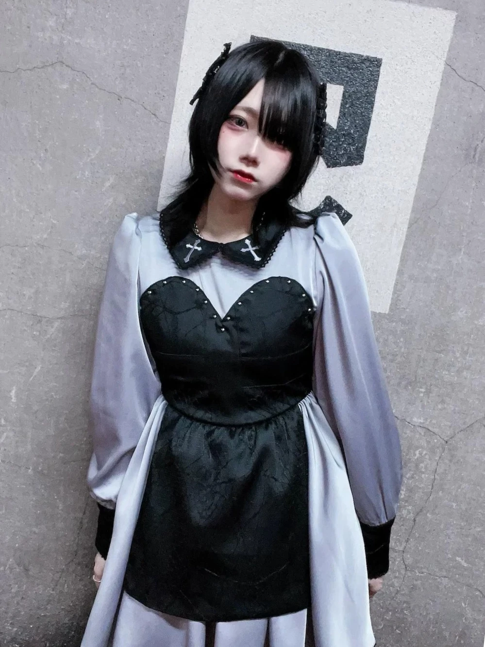 Japanese Mine Series Goth Lace Splicing Long Sleeve Dress for Women Subculture Cross Embroidery Rivet Dark Girl Slim Mini Dress
Japanese Mine Series Goth Lace Splicing Long Sleeve Dress for Women Subculture Cross Embroidery Rivet Dark Girl Slim Mini Dress