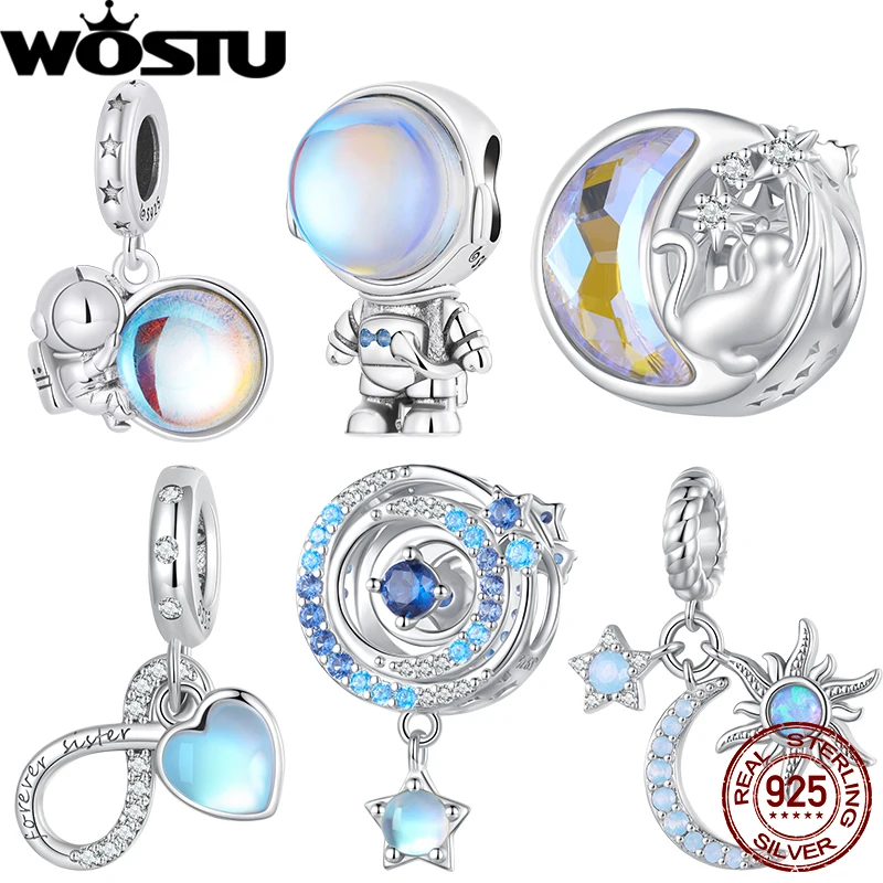 WOSTU 925 Sterling Silver Moonstone Astronaut Charm Rainbow Space Necklace Pendant Heart Beads Fit Original Bracelet DIY Gift
WOSTU 925 Sterling Silver Moonstone Astronaut Charm Rainbow Space Necklace Pendant Heart Beads Fit Original Bracelet DIY Gift