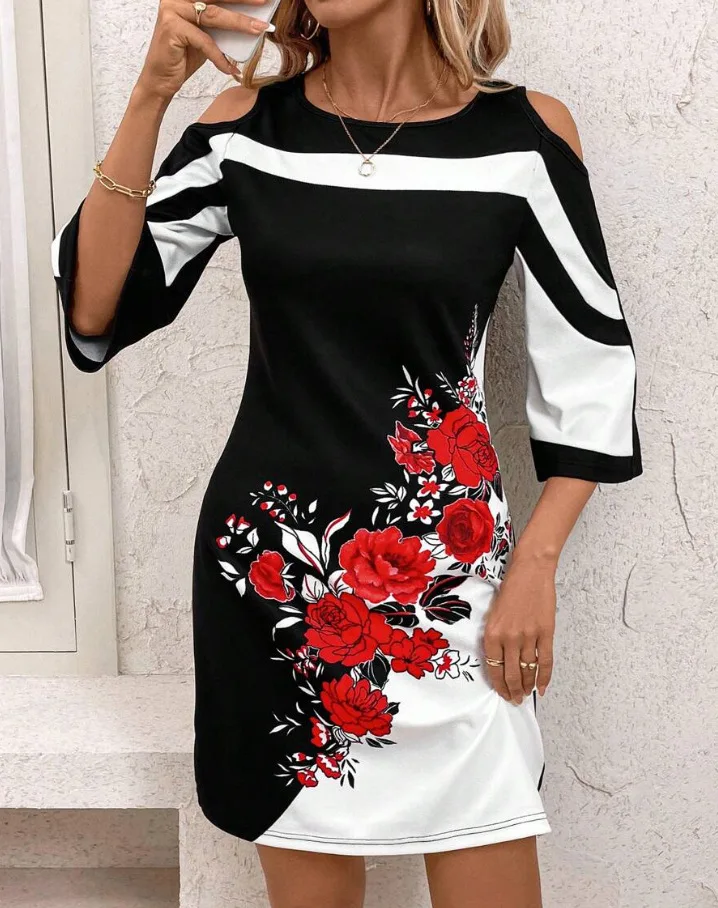 Elegant Women's Dress Color-blocking Print Elegant Sexy Loose Casual Summer Off-shoulder Round Neck A-line Loose Waist Skirt
Elegant Women's Dress Color-blocking Print Elegant Sexy Loose Casual Summer Off-shoulder Round Neck A-line Loose Waist Skirt