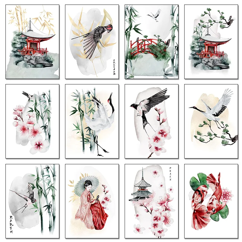 Japan Tradition Watercolor Painting Posters Carp Swallow Crane Diamond Painting Prints Wall Art Picture for Room Wall Home Dec
Japan Tradition Watercolor Painting Posters Carp Swallow Crane Diamond Painting Prints Wall Art Picture for Room Wall Home Dec