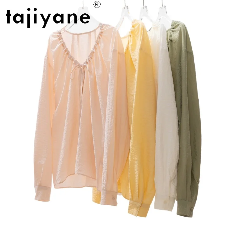 TAJIYANE 76% Mulberry Silk Blouse Fashion V-neck Shirt Woman Dry Silk Long Sleeve Summer Tops 2025 Ladies Clothes топ женский
TAJIYANE 76% Mulberry Silk Blouse Fashion V-neck Shirt Woman Dry Silk Long Sleeve Summer Tops 2025 Ladies Clothes топ женский