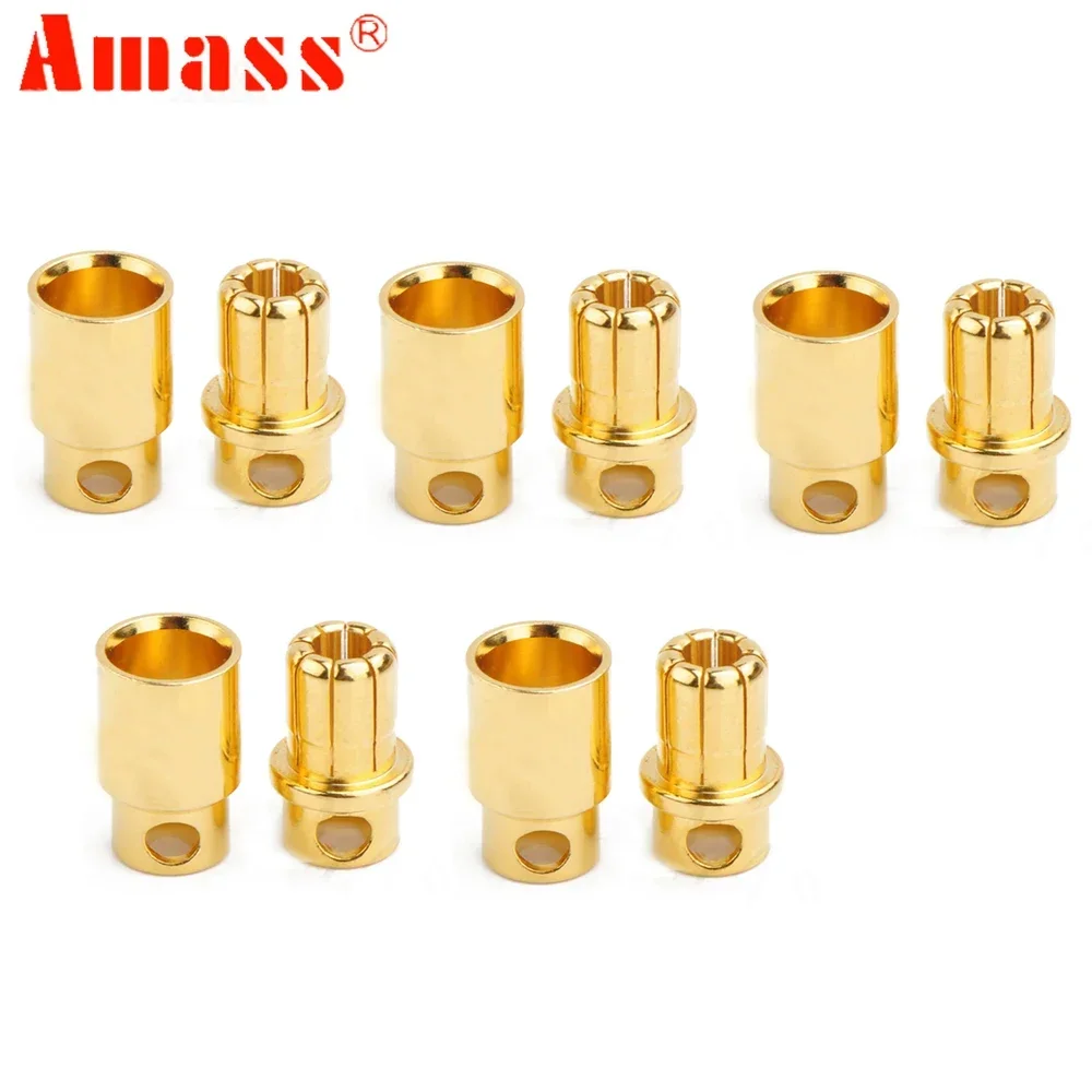 5 pairs AMASS 8.0mm Banana golden Plug Connector male female ESC Motor plug for RC Car/Trunk/Drone
5 pairs AMASS 8.0mm Banana golden Plug Connector male female ESC Motor plug for RC Car/Trunk/Drone