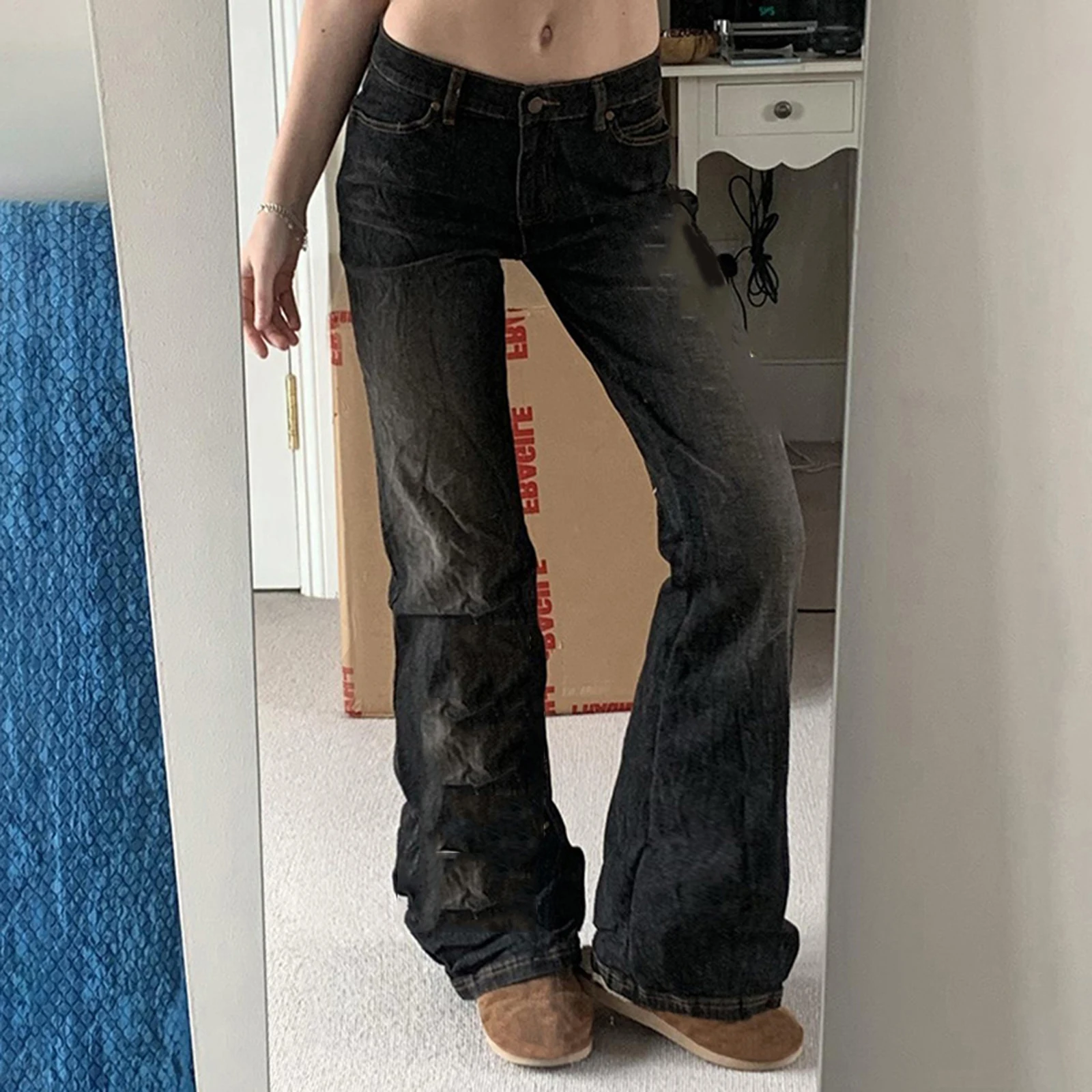 Women's Y2k Vintage Harajuku Bootcut Jeans Wide Leg Flared Denim Pants Low Rise Stretch Bell Bottom Baggy Trousers
Women's Y2k Vintage Harajuku Bootcut Jeans Wide Leg Flared Denim Pants Low Rise Stretch Bell Bottom Baggy Trousers