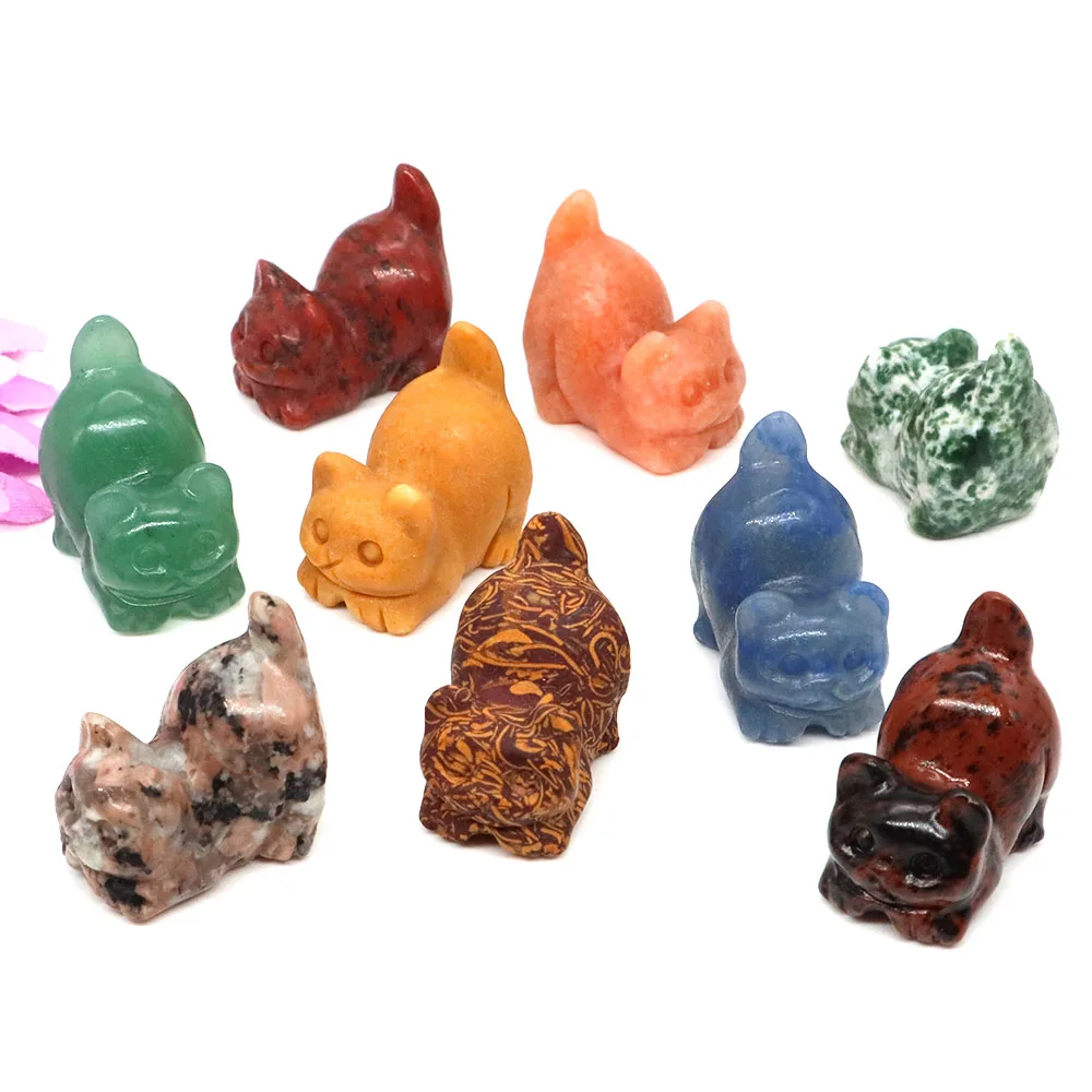 1.2" Cute Cat Statue Natural Stone Reiki Healing Crystal Animal Kitty Figurine Hand Carved Gemstone Crafts Home Decor Kids Gifts
1.2" Cute Cat Statue Natural Stone Reiki Healing Crystal Animal Kitty Figurine Hand Carved Gemstone Crafts Home Decor Kids Gifts