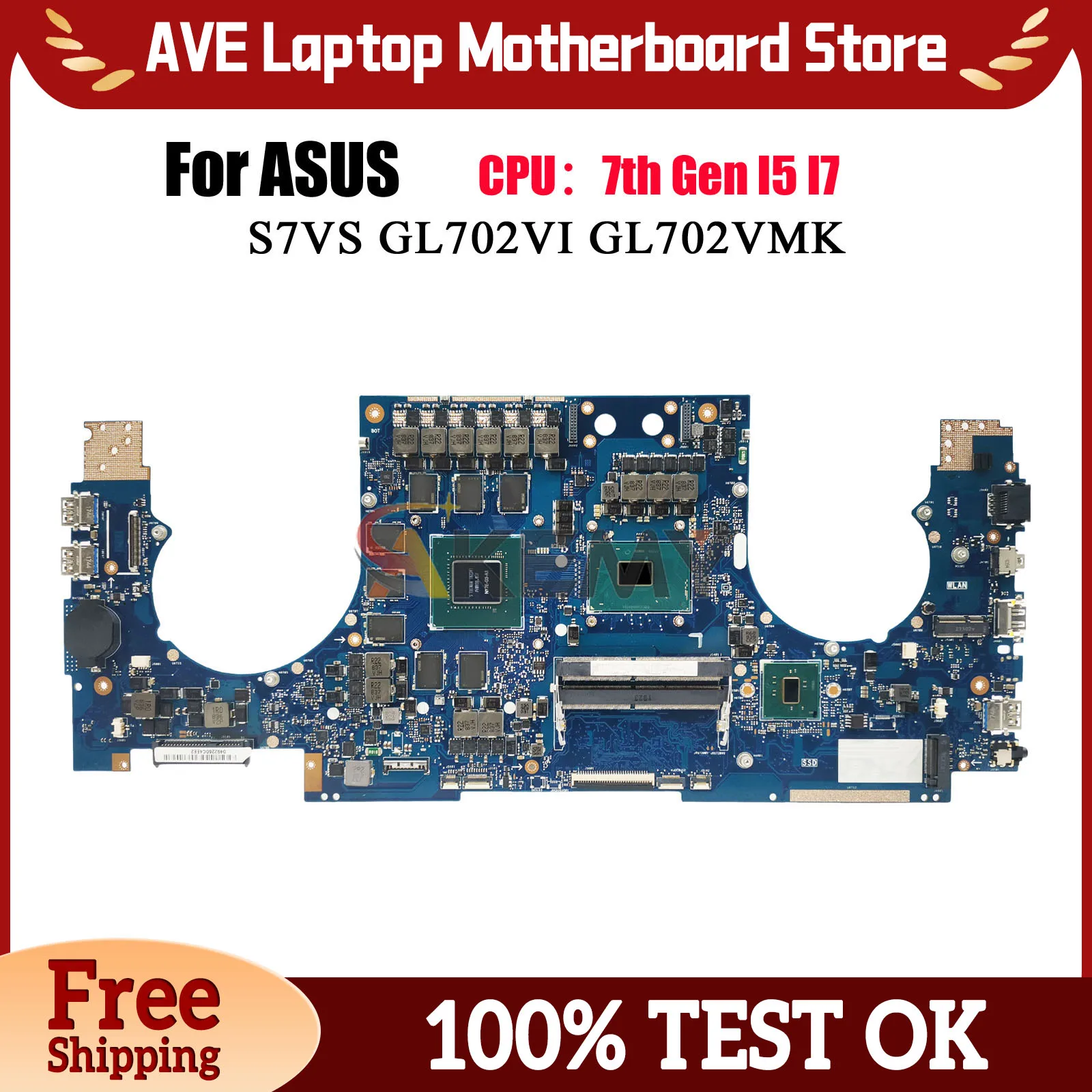 GL702VI Laptop Motherboard For ASUS ROG Strix GL702VI GL702VSK GL702VMK S7VS GL702V Mainboard With I5 I7 CPU 100% tests OK stk
GL702VI Laptop Motherboard For ASUS ROG Strix GL702VI GL702VSK GL702VMK S7VS GL702V Mainboard With I5 I7 CPU 100% tests OK stk
