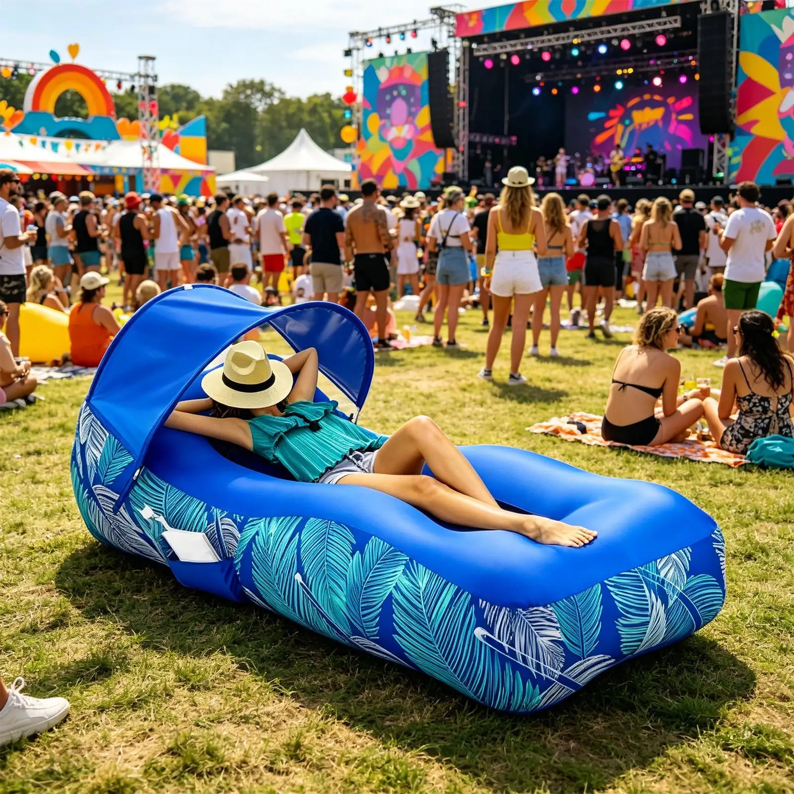 Inflatable Lounger with Sunshade Portable Beach Canopy Sofa for Camping Garden Pool, Summer Outdoor Relax
Inflatable Lounger with Sunshade Portable Beach Canopy Sofa for Camping Garden Pool, Summer Outdoor Relax