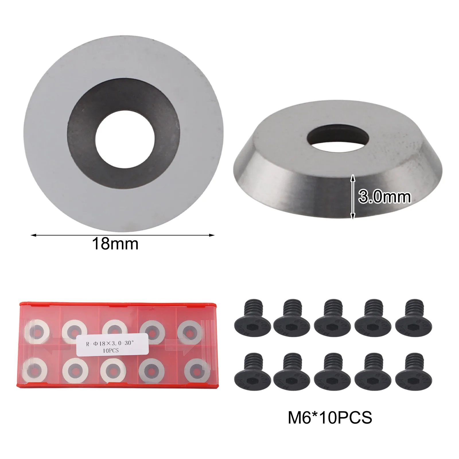 Round Carbide Blade Set 10pcs 18mm Inserts for Woodworking Lathe 30 Degree Angle Suitable for Various Wood Types
Round Carbide Blade Set 10pcs 18mm Inserts for Woodworking Lathe 30 Degree Angle Suitable for Various Wood Types