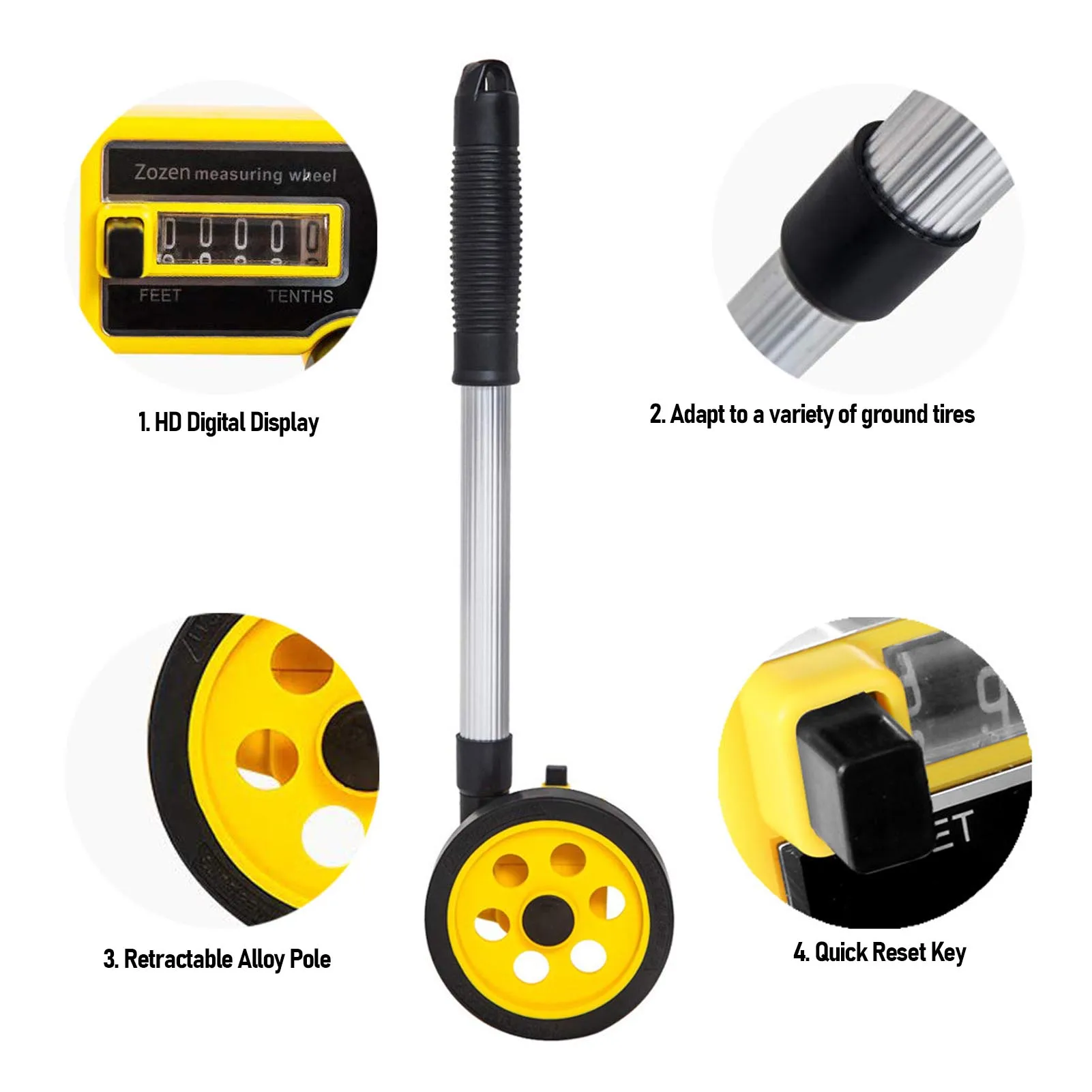 Measuring Wheel Extendable Accurate Portable Metric Distance Rolling Measurement Wheel for Construction Walking Measure Wheel
Measuring Wheel Extendable Accurate Portable Metric Distance Rolling Measurement Wheel for Construction Walking Measure Wheel