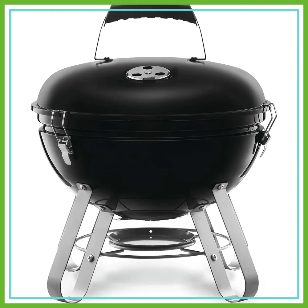 14-Inch Portable Charcoal Kettle Grill with Chrome-Plated Cooking Grid, Black
14-Inch Portable Charcoal Kettle Grill with Chrome-Plated Cooking Grid, Black