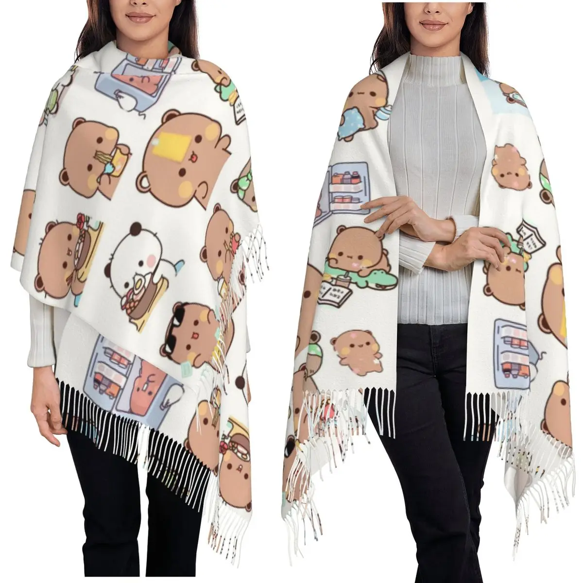 Bubu Dudu Panda Bears, шарф с вишневым сердечком и кисточками, женские мягкие теплые шали и накидки, длинная осенне-зимняя шаль, накидка
Bubu Dudu Panda Bears, шарф с вишневым сердечком и кисточками, женские мягкие теплые шали и накидки, длинная осенне-зимняя шаль, накидка