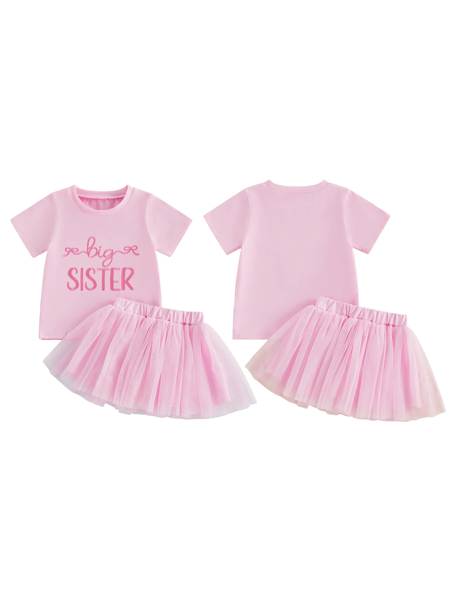 Girls Matching Big Sister Little Sister Outfits Embroidered Short Sleeve T-Shirt and Tulle Skirt Set Toddler Sibling Clothes 2
Girls Matching Big Sister Little Sister Outfits Embroidered Short Sleeve T-Shirt and Tulle Skirt Set Toddler Sibling Clothes 2