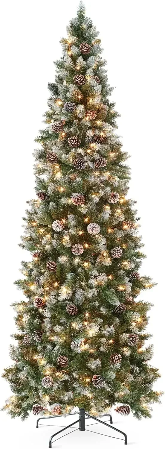 6ft Pre-lit Pencil Christmas Tree, Partially Flocked & Frosted Slim Holiday Tree Decoration, Skinny Xmas Tree, 250 Lights
6ft Pre-lit Pencil Christmas Tree, Partially Flocked & Frosted Slim Holiday Tree Decoration, Skinny Xmas Tree, 250 Lights