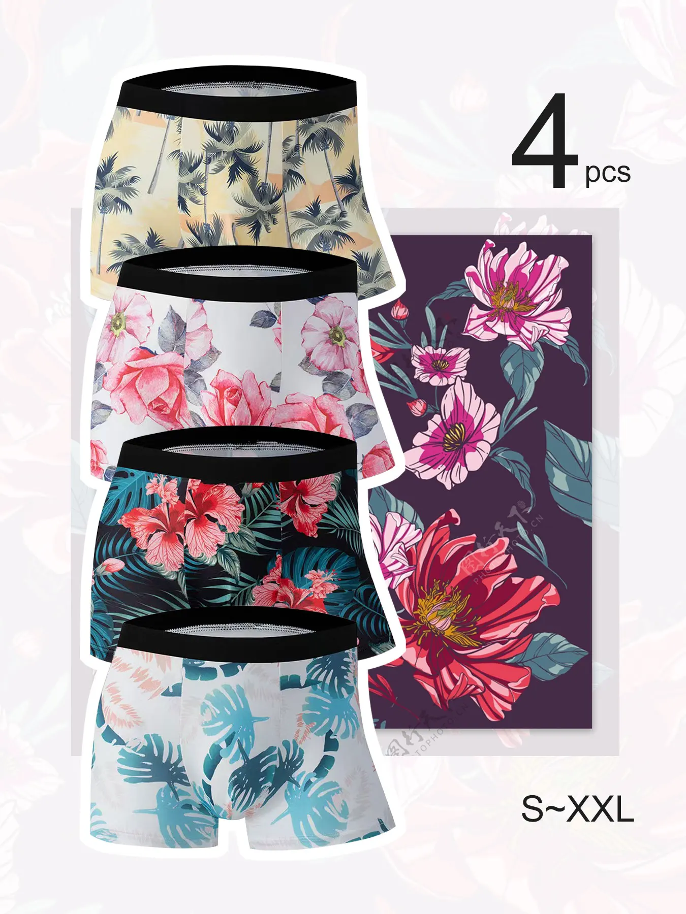 4-Pack Men's Aloha Boxers: Trendy Tropical Prints, Breathable & Skin - Friendly, Loose Cut, Comfort & Style In One.
4-Pack Men's Aloha Boxers: Trendy Tropical Prints, Breathable & Skin - Friendly, Loose Cut, Comfort & Style In One.