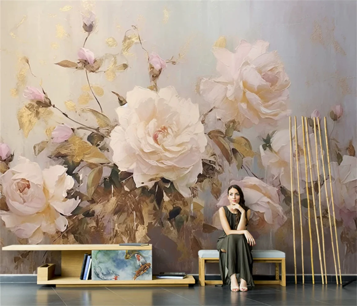 Nordic art retro oil painting three-dimensional warm rose blossom wallpaper TV background wallpaper custom mural
Nordic art retro oil painting three-dimensional warm rose blossom wallpaper TV background wallpaper custom mural