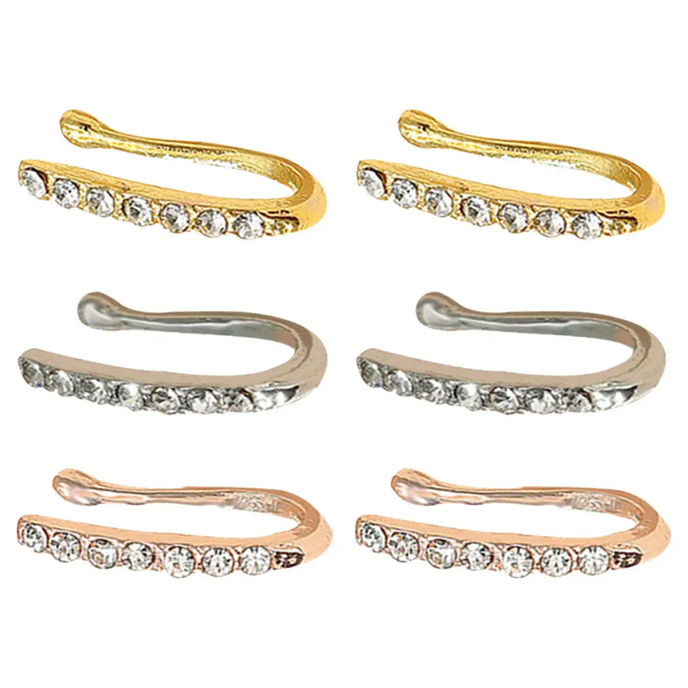 6Pcs U-Shaped Clip-on Nose Rings Set Non-Piercing Rhinestone Faux Piercing Jewelry for Women Fashionable Nose Hoop Daily Wear
6Pcs U-Shaped Clip-on Nose Rings Set Non-Piercing Rhinestone Faux Piercing Jewelry for Women Fashionable Nose Hoop Daily Wear