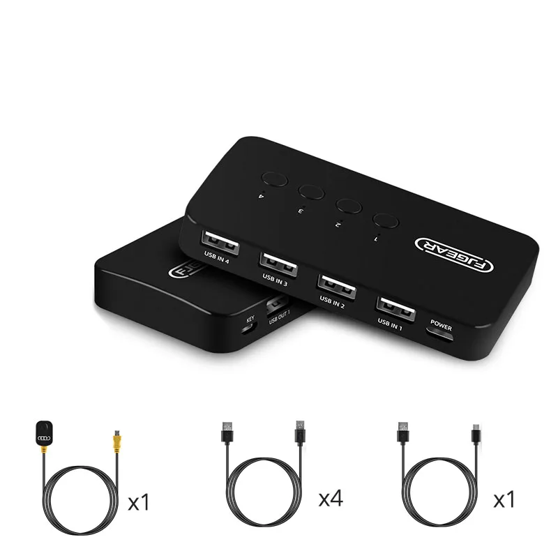 USB2.0 Switcher 4 In 4 Out Splitter Four Computers Share U disk Mouse Keyboard Printer USB2.0 Device With Original Cable FJ-U404
USB2.0 Switcher 4 In 4 Out Splitter Four Computers Share U disk Mouse Keyboard Printer USB2.0 Device With Original Cable FJ-U404