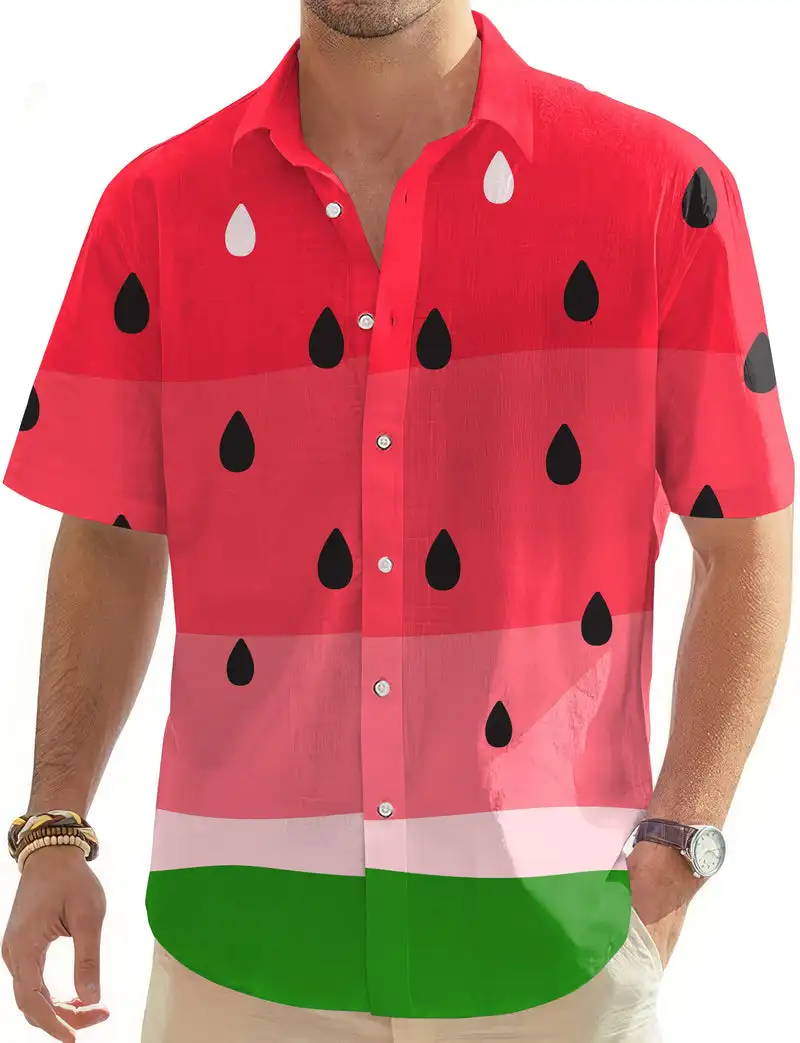 Imitation Watermelon Men's Shirt Elegant and Cute Short Sleeved 3D Printed Women's Printed Holiday Vacation Beach Couple Shirt
Imitation Watermelon Men's Shirt Elegant and Cute Short Sleeved 3D Printed Women's Printed Holiday Vacation Beach Couple Shirt