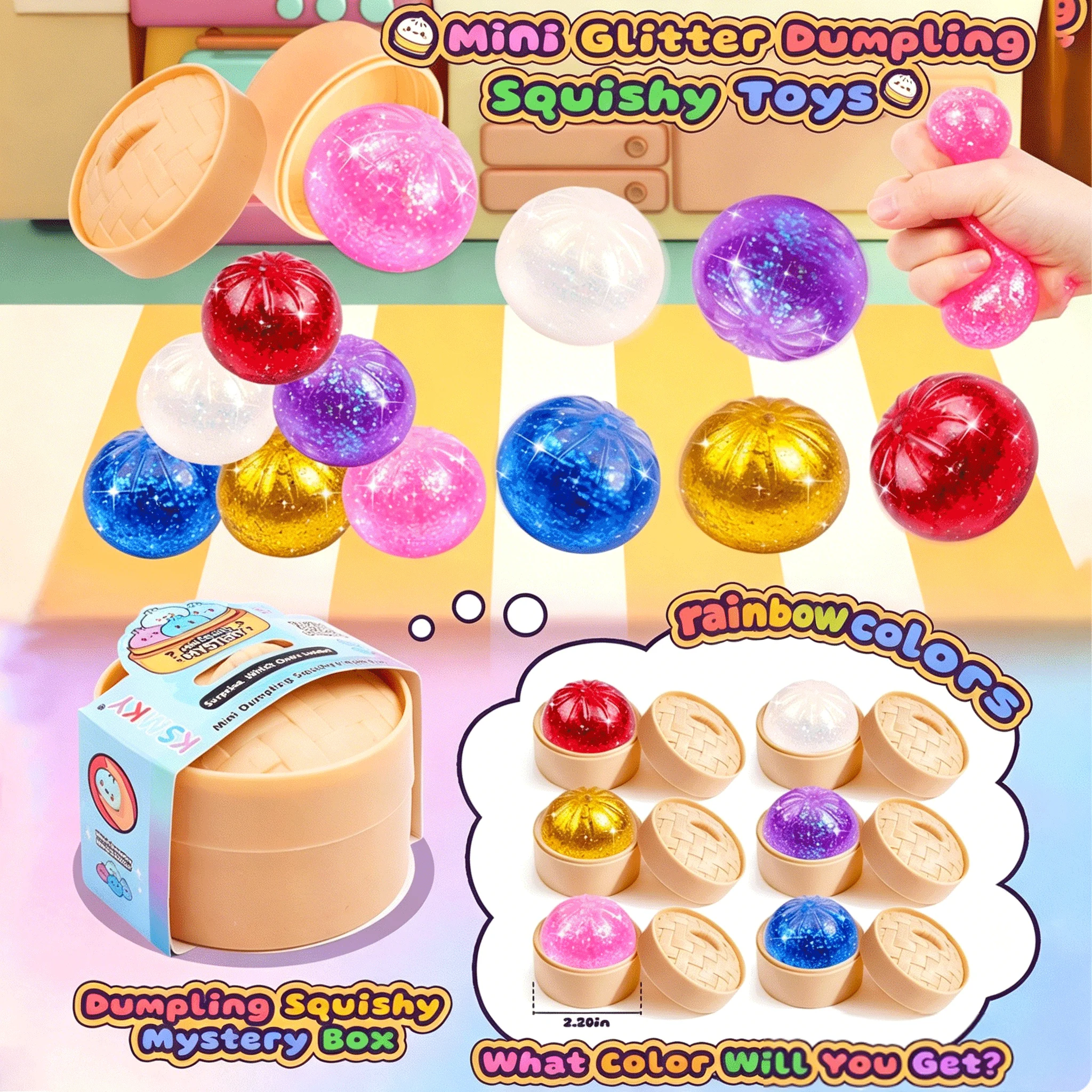 Mini Shiny Dumplings with Steamer Bun Squeeze Toys Soft Rebound Stress Relief Ball Squishy Fidget Sensory Toy Party Favors Gifts
Mini Shiny Dumplings with Steamer Bun Squeeze Toys Soft Rebound Stress Relief Ball Squishy Fidget Sensory Toy Party Favors Gifts