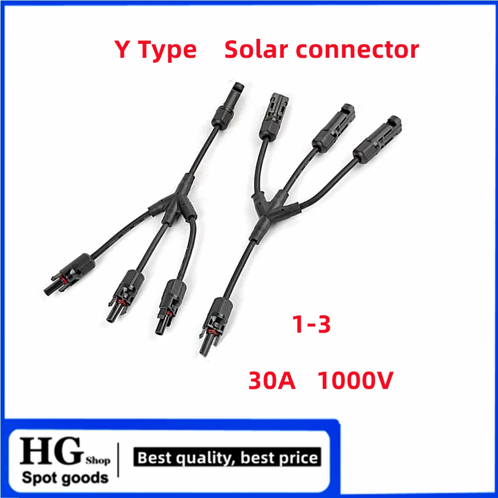 Y-type photovoltaic solar connector 1000V 30A male/female 4-way plug 1 in 3 out adapter
Y-type photovoltaic solar connector 1000V 30A male/female 4-way plug 1 in 3 out adapter