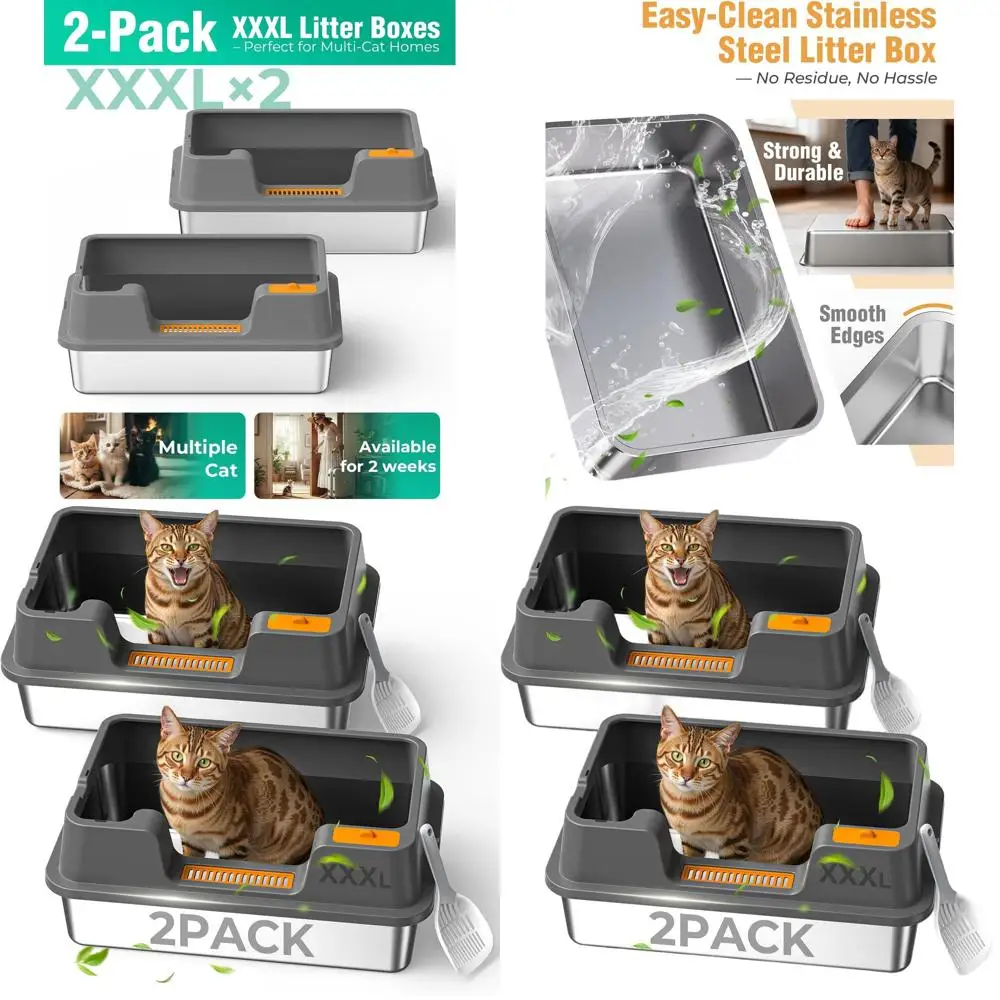 Extra Large XXXL Metal Cat Litter Box with High Sides, Lid, Anti-Leakage, Non-Stick, Odor Control, Scoop Included
Extra Large XXXL Metal Cat Litter Box with High Sides, Lid, Anti-Leakage, Non-Stick, Odor Control, Scoop Included