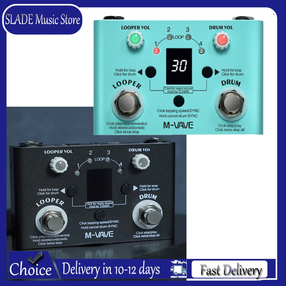 M-vave Lost Tempo V2 Drum Machine & Looper Guitar Effect Pedal, Built-in 30 Drums 11-Min Recording High Precision Tuners
M-vave Lost Tempo V2 Drum Machine & Looper Guitar Effect Pedal, Built-in 30 Drums 11-Min Recording High Precision Tuners
