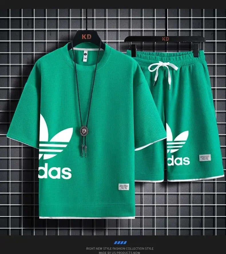 Summer Men's Pullover Sportswear Set Fashion Basketball Casual Short Sleeve T Shirt Shorts Two Piece Set Breathable Gym Tracksui
Summer Men's Pullover Sportswear Set Fashion Basketball Casual Short Sleeve T Shirt Shorts Two Piece Set Breathable Gym Tracksui