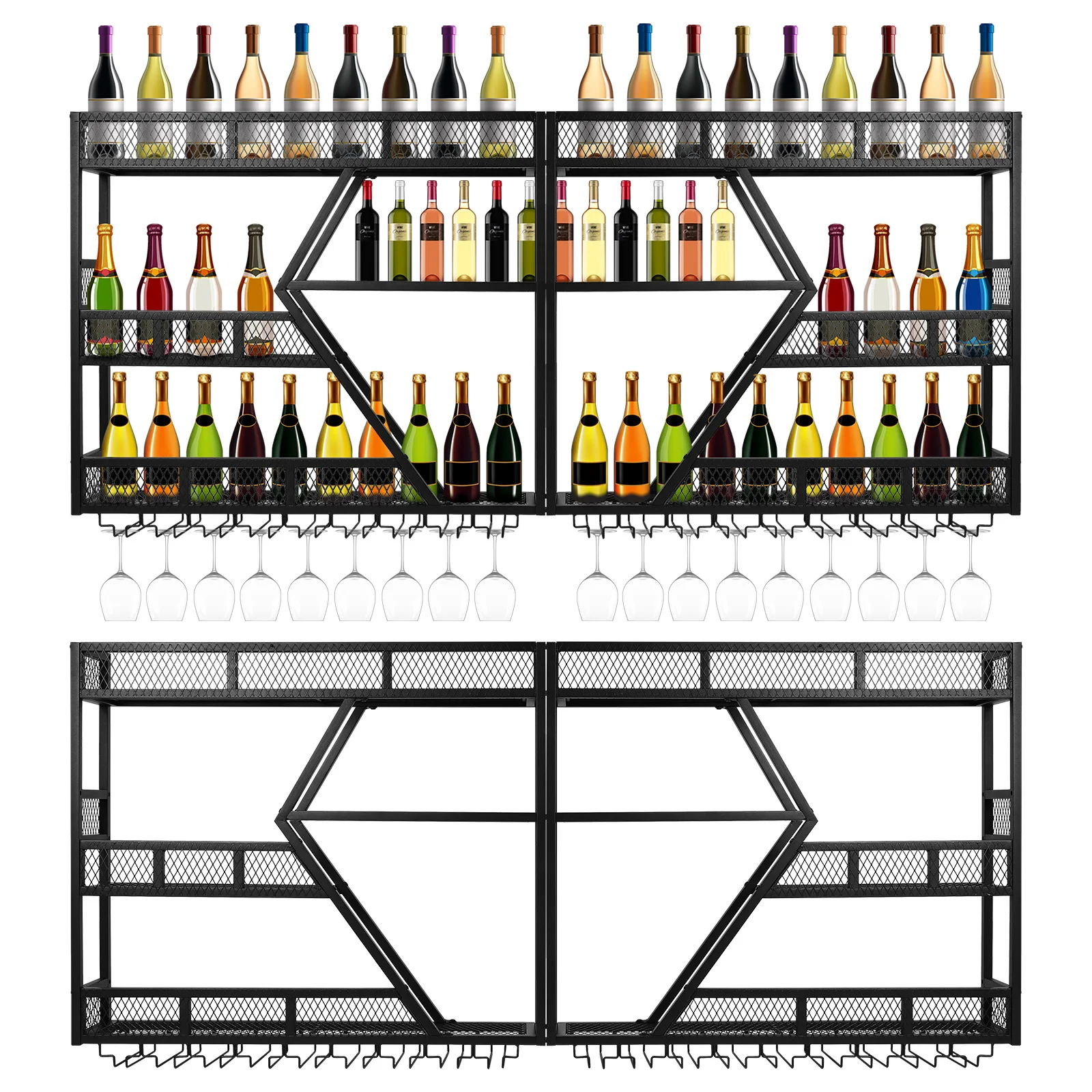 Wall Mounted Bar Liquor Shelves 3-Tier Liquor Bottle Display Shelf Metal with Glass Holder for Dining Room Home & Kitchen Black
Wall Mounted Bar Liquor Shelves 3-Tier Liquor Bottle Display Shelf Metal with Glass Holder for Dining Room Home & Kitchen Black