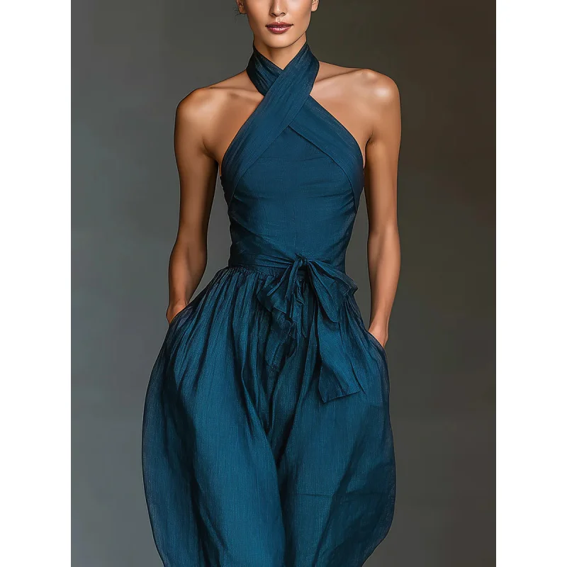 2026 Women's Lace-Up Linen Wide-Leg Jumpsuit Cross Suspender Fabric New Style
2026 Women's Lace-Up Linen Wide-Leg Jumpsuit Cross Suspender Fabric New Style