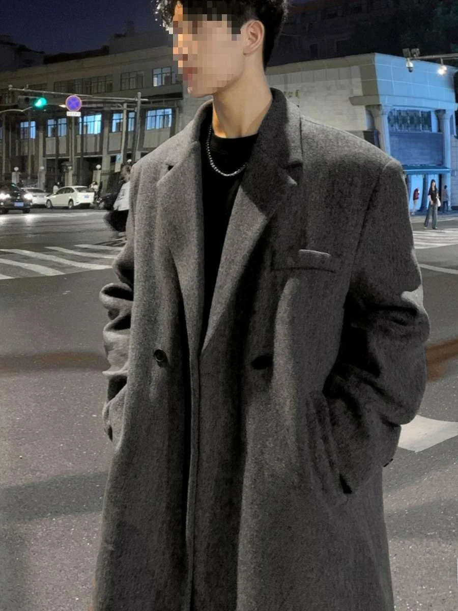 ay Woolen Coat Men's Winter Long Thiened Over-Knee Windbreaker Korean Sle Suit Jaet Men's Faion Long Coat
ay Woolen Coat Men's Winter Long Thiened Over-Knee Windbreaker Korean Sle Suit Jaet Men's Faion Long Coat