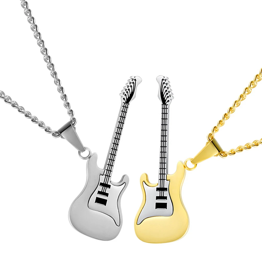 2pcs Guitar Pendant Necklace Dangle Musical Instrument Titanium Steel Jewelry Women Men Cool Necklaces Lightweight Smooth
2pcs Guitar Pendant Necklace Dangle Musical Instrument Titanium Steel Jewelry Women Men Cool Necklaces Lightweight Smooth