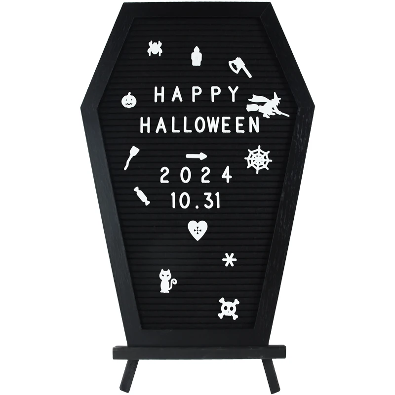 Large Black Coffin Message Board With Letter Number Wood Tripod Felt Cloth Wood Chalkboard Signs Halloween Home Party Decoration
Large Black Coffin Message Board With Letter Number Wood Tripod Felt Cloth Wood Chalkboard Signs Halloween Home Party Decoration
