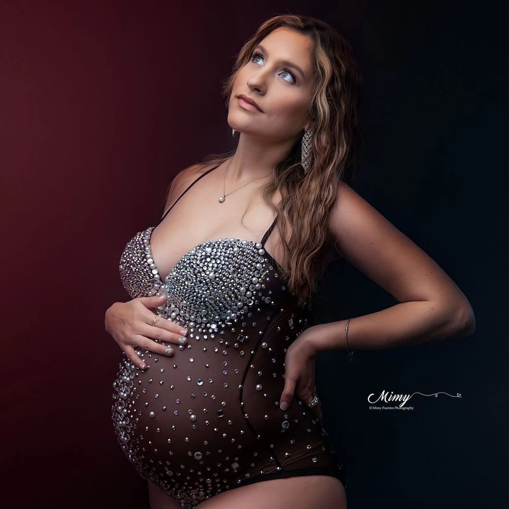 Luxurious Maternity Photography Sexy Goddess V Neck Rhinestones Pearls Stretch Jumpsuits Dress For Photo Shoot Props
Luxurious Maternity Photography Sexy Goddess V Neck Rhinestones Pearls Stretch Jumpsuits Dress For Photo Shoot Props