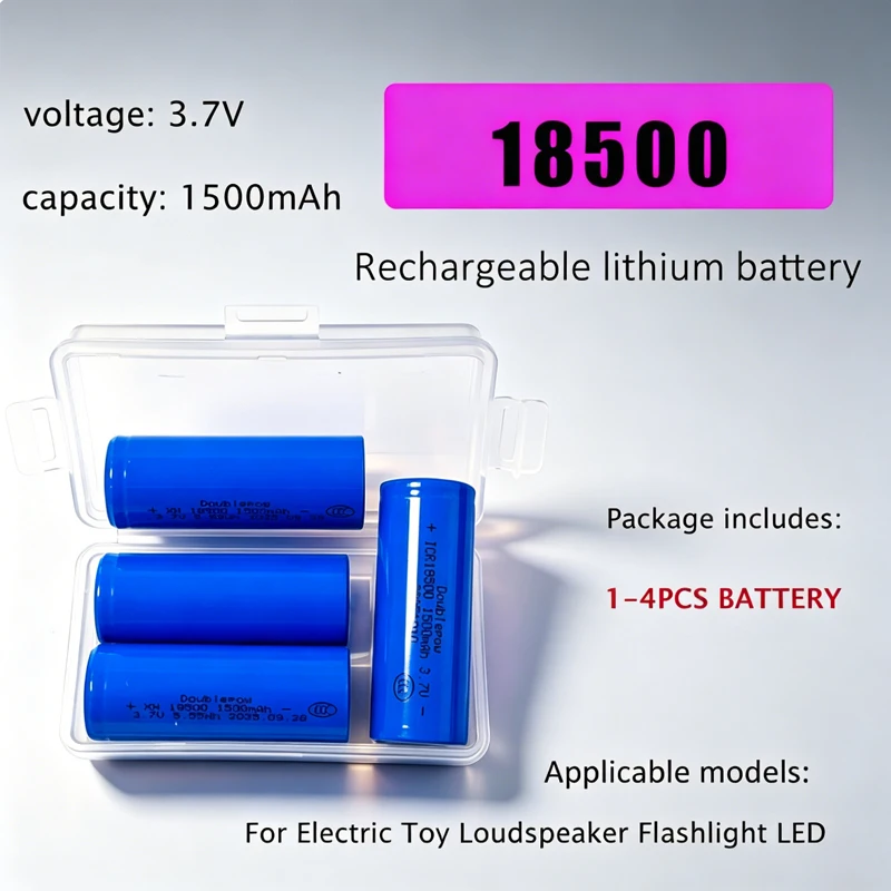 18500 Lithium Battery 3.7V 1500mAh Rechargeable Li-ion for Flashlights Electric Toy Flashlight LED Remote Control High Capacity
18500 Lithium Battery 3.7V 1500mAh Rechargeable Li-ion for Flashlights Electric Toy Flashlight LED Remote Control High Capacity