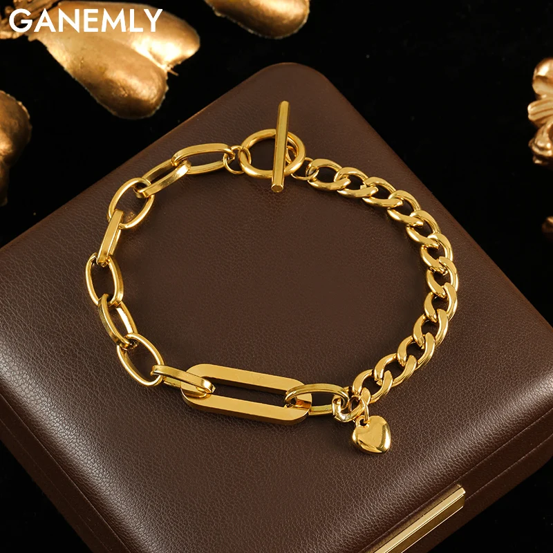 GANEMLY 316L Stainless Steel Trendy Heart Bracelet For Women Metal Texture Stylish Charm Jewelry браслеты женские Summer Gift
GANEMLY 316L Stainless Steel Trendy Heart Bracelet For Women Metal Texture Stylish Charm Jewelry браслеты женские Summer Gift