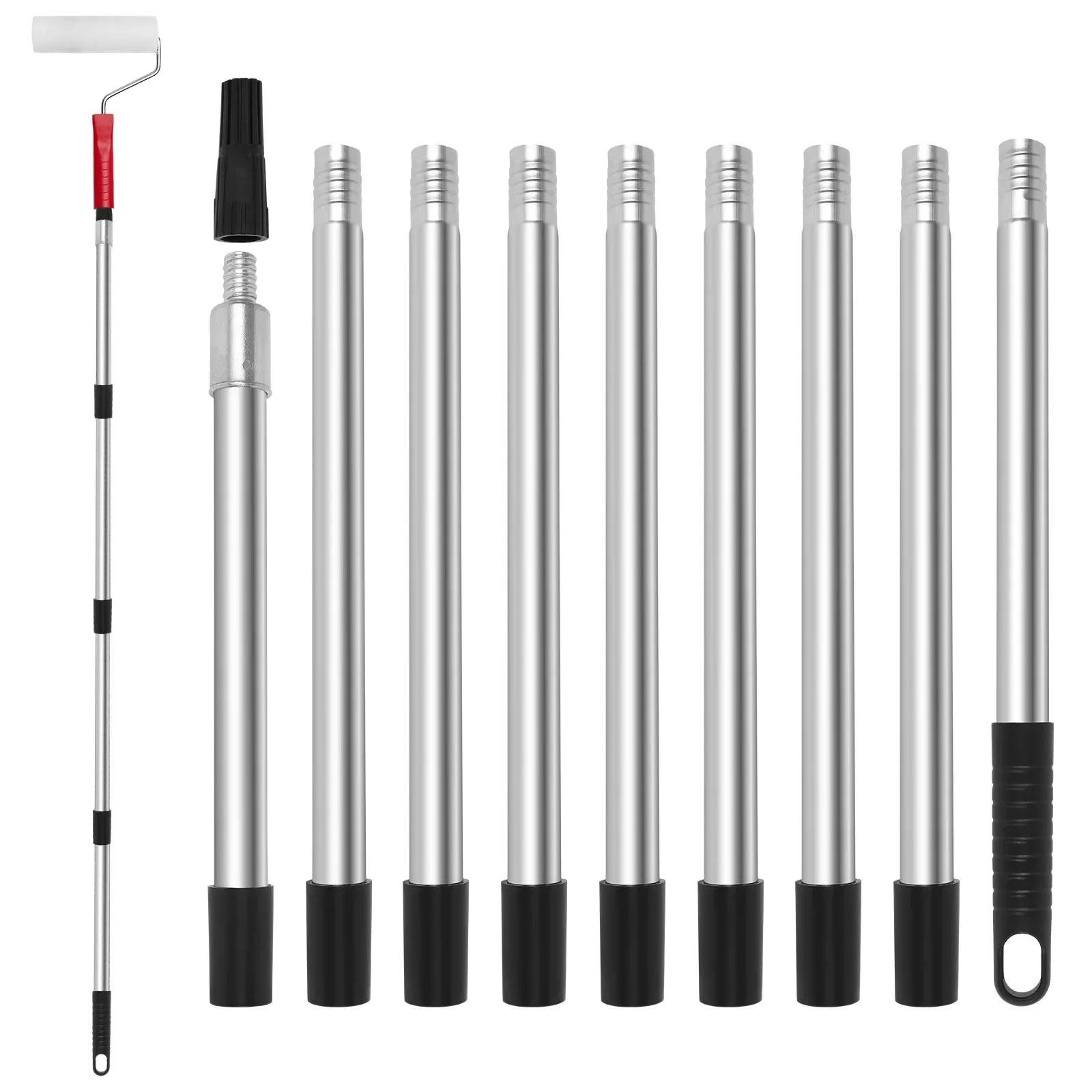 10.83ft Paint Roller Extension Pole with Tapered Adapter 9 Segmented Lightweight Stainless Steel Extension Pole for Mop Handle
10.83ft Paint Roller Extension Pole with Tapered Adapter 9 Segmented Lightweight Stainless Steel Extension Pole for Mop Handle
