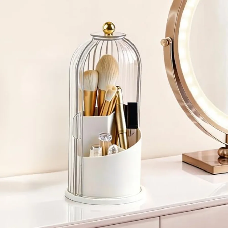 360° Rotating Makeup Brush Holder with Lid, Waterproof Three-Compartment Makeup Organizer, 180° Side-Pull Door Desk Organizer,
360° Rotating Makeup Brush Holder with Lid, Waterproof Three-Compartment Makeup Organizer, 180° Side-Pull Door Desk Organizer,