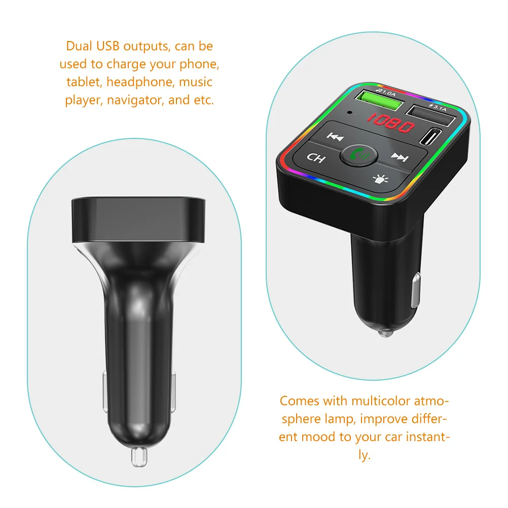 Car Mp3 Player Stereo Wireless Audio Fm Transmitter Multicolor Lamp Abs 5 0 Dual Usb Outputs Intelligent Chip Low Power
Car Mp3 Player Stereo Wireless Audio Fm Transmitter Multicolor Lamp Abs 5 0 Dual Usb Outputs Intelligent Chip Low Power