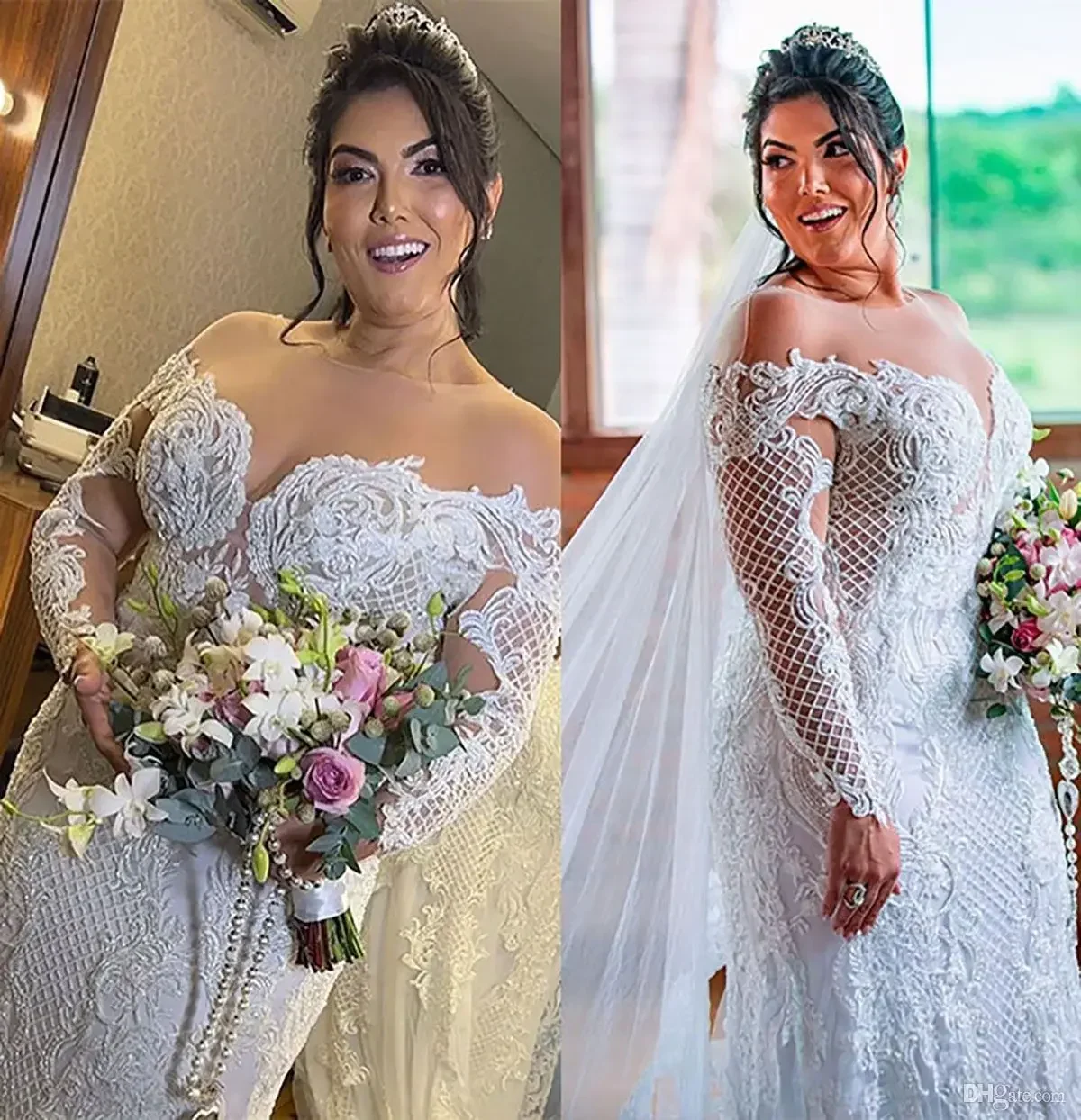 Customized Arabic Style Plus Size Mermaid Wedding Dress 2025 Sexy Sheer Neck Long Sleeve Custom Made See Through Back Bridal Rob
Customized Arabic Style Plus Size Mermaid Wedding Dress 2025 Sexy Sheer Neck Long Sleeve Custom Made See Through Back Bridal Rob