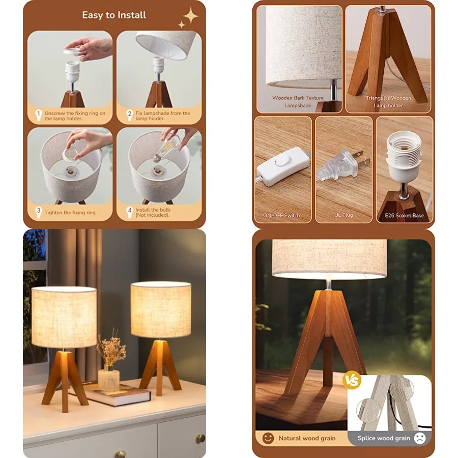 Small Table Lamp, Wooden Tripod Bedside Lamp with Linen Fabric Lampshade, 14.2" Nightstand Lamp for Bedroom, Living Room, Offic
Small Table Lamp, Wooden Tripod Bedside Lamp with Linen Fabric Lampshade, 14.2" Nightstand Lamp for Bedroom, Living Room, Offic