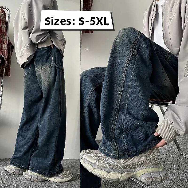 Джинсы с прямыми штанинами, мужские свободные джинсы с эластичной резинкой на талии, широкие длинные брюки, осень-зима, большие размеры, американский High Street Sle
Джинсы с прямыми штанинами, мужские свободные джинсы с эластичной резинкой на талии, широкие длинные брюки, осень-зима, большие размеры, американский High Street Sle