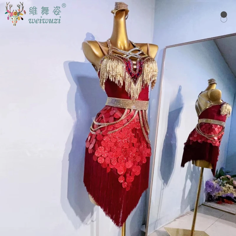 Latin Dance Dress Women's High-end Customized AB Stones Tassel Skirt Adult ChaCha Tango Professional Performance One-piece Dress
Latin Dance Dress Women's High-end Customized AB Stones Tassel Skirt Adult ChaCha Tango Professional Performance One-piece Dress