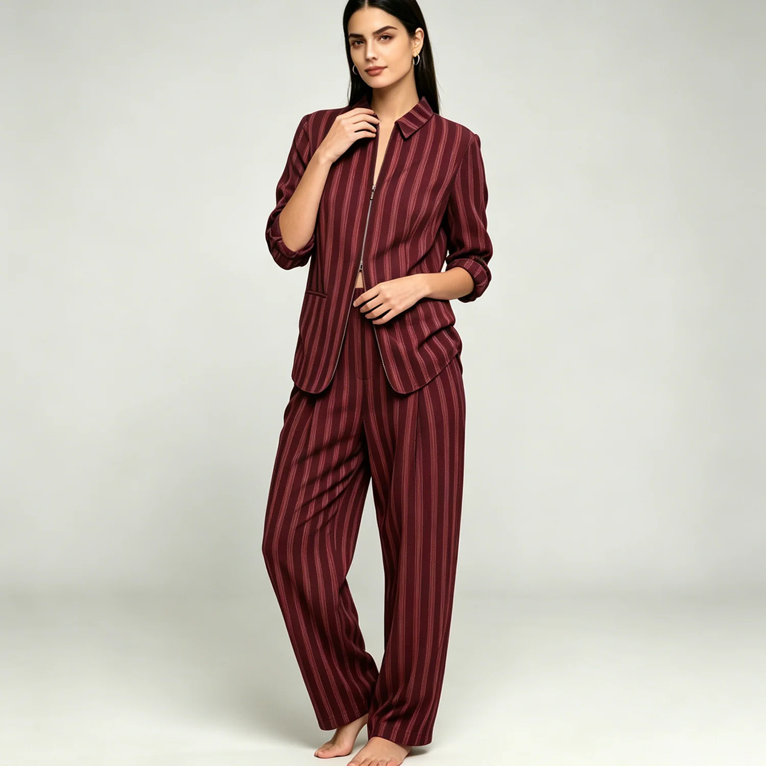 LIMO Women's Striped Zipper Tracksuit, Long Sleeve Top + Harem Pants Set Breathable Casual Two Piece Outfit for Daily Wear
LIMO Women's Striped Zipper Tracksuit, Long Sleeve Top + Harem Pants Set Breathable Casual Two Piece Outfit for Daily Wear