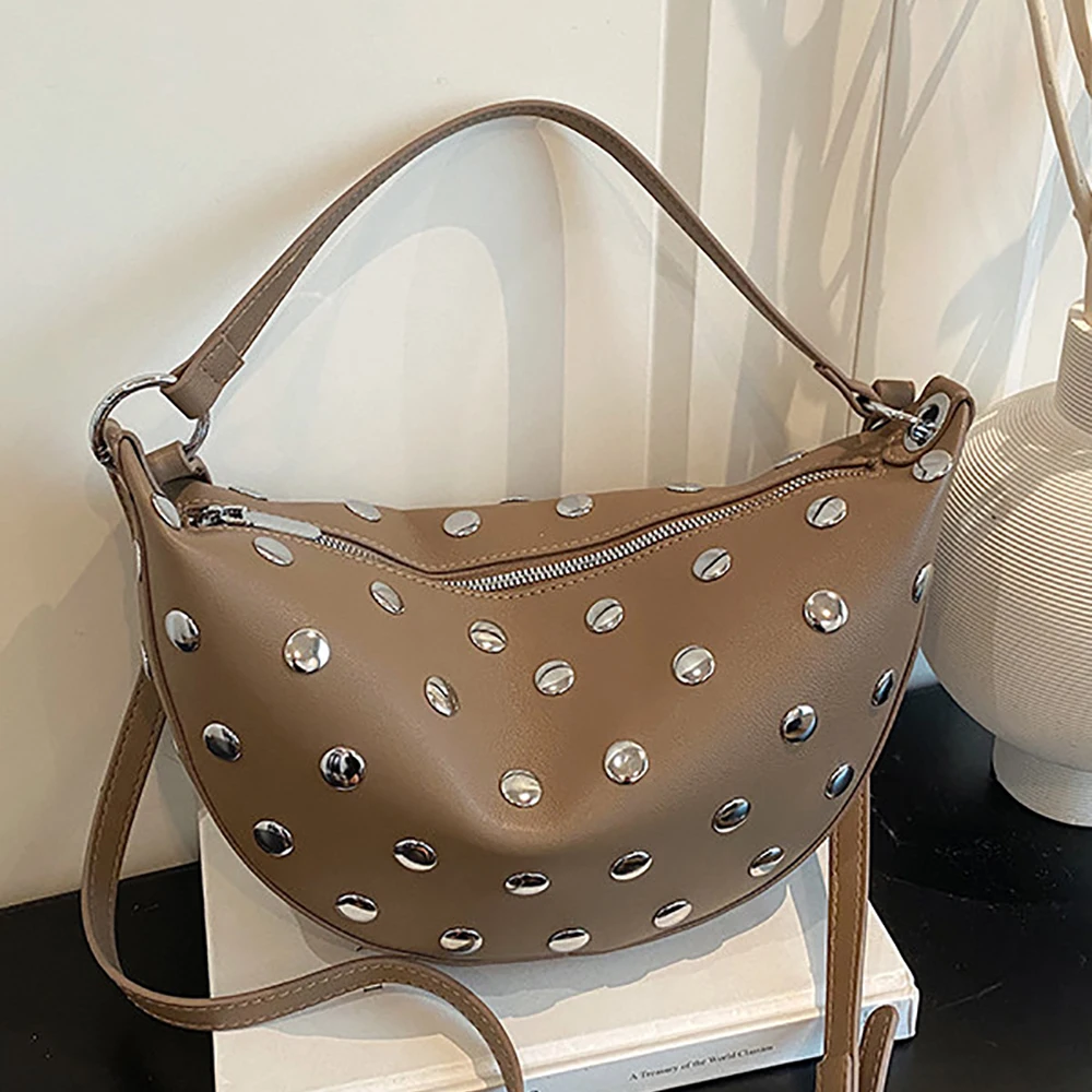 Women's Fashion Rivet Crossbody Bag High Grade Solid Color Chic Soft Messenger Bags Daily Versatile Commuter One Shoulder Bags
Women's Fashion Rivet Crossbody Bag High Grade Solid Color Chic Soft Messenger Bags Daily Versatile Commuter One Shoulder Bags